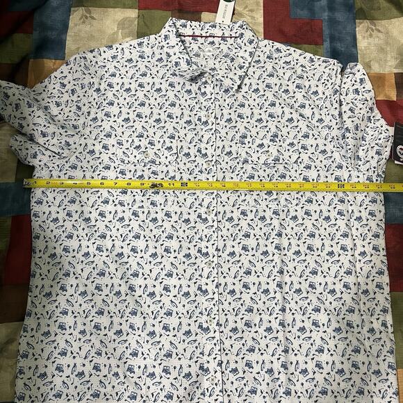 Flag & Anthem Mens Shirt Size XXL Stitch Fit Print Golf Button Down Short Sleeve - Picture 9 of 10